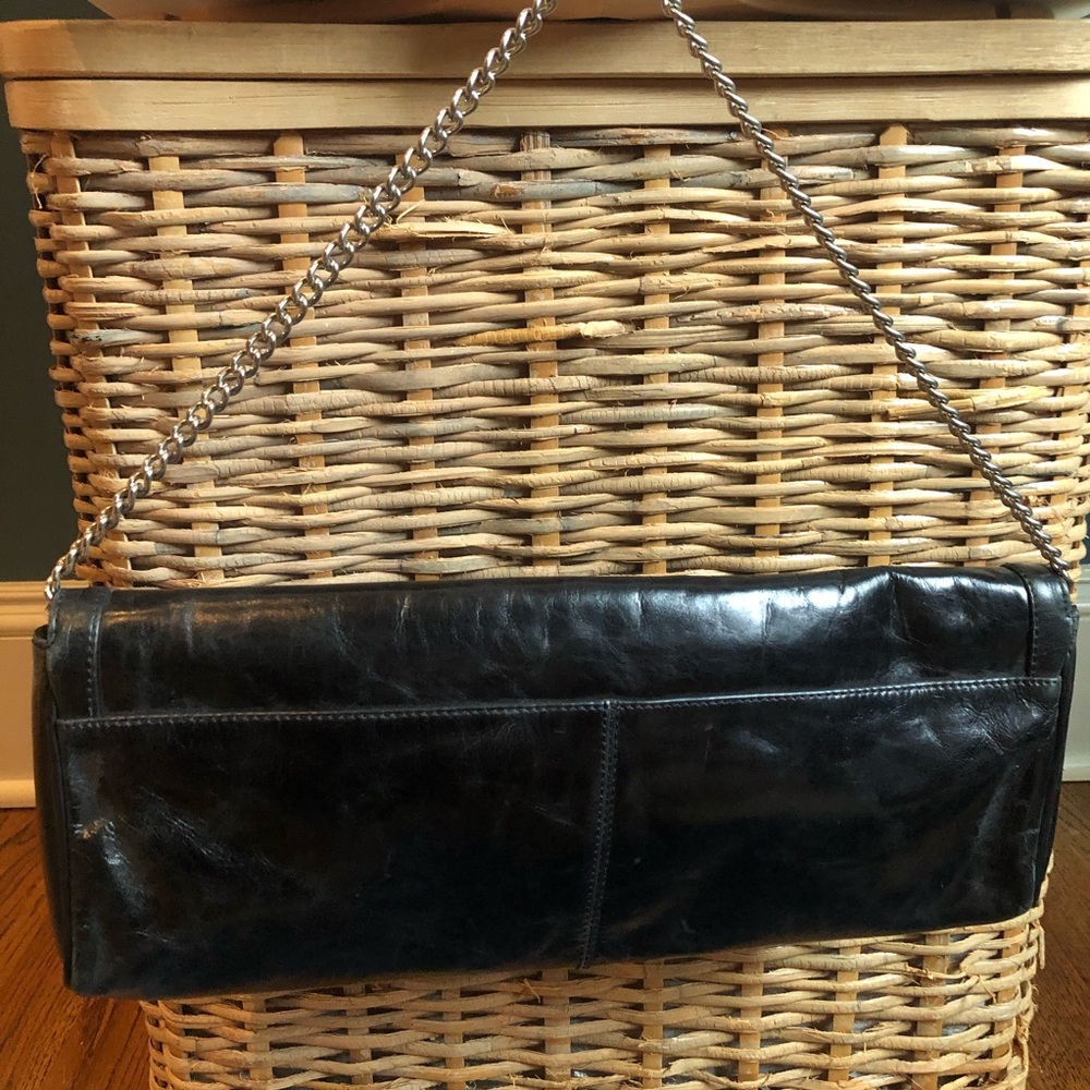 Franco Sarto Black Baguette bag w/ Silver Chain - Picture 4 of 7